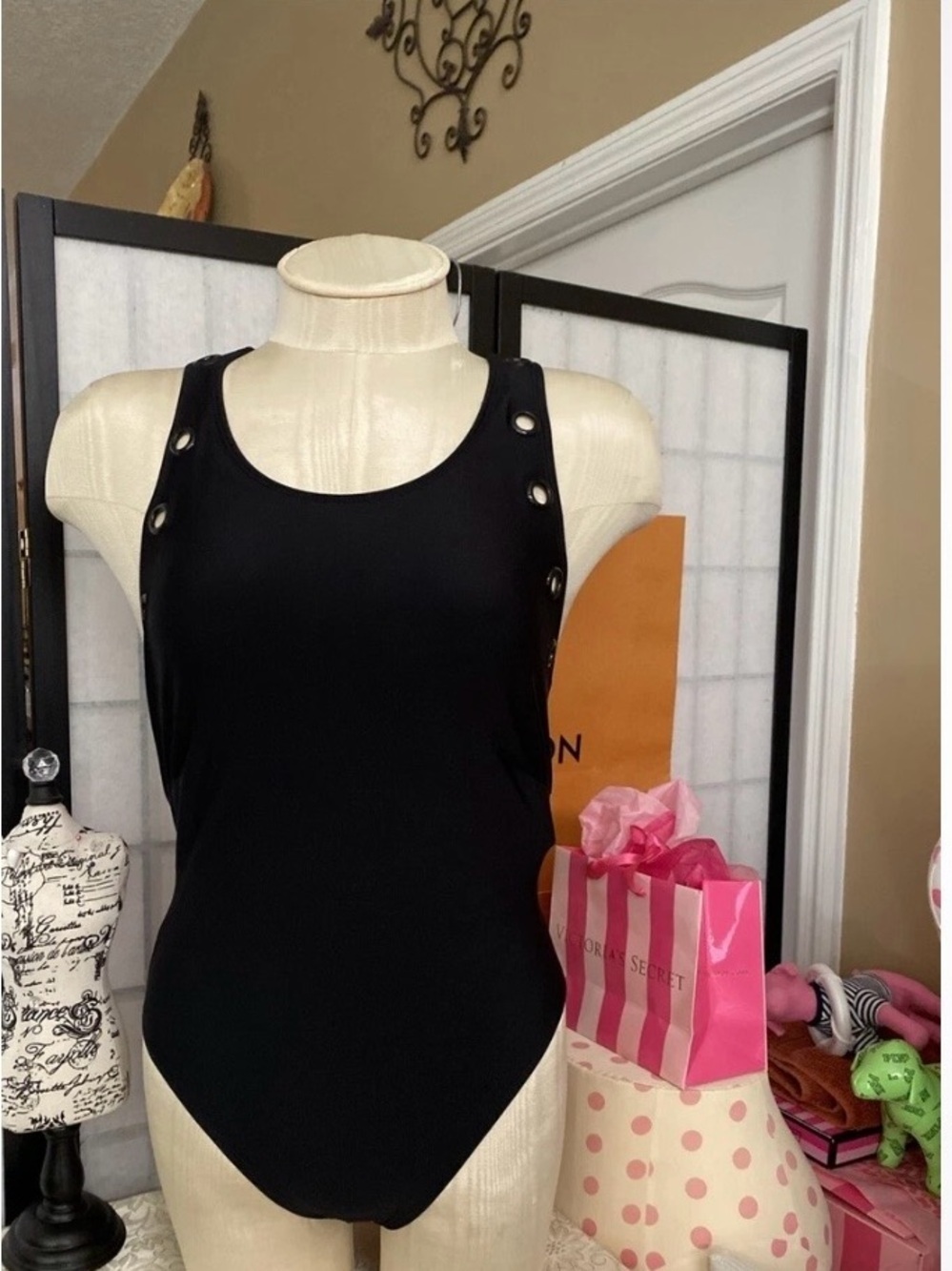 NWT Juicy Couture NWT Women XL BlackSexy Grommet Bathing Suit